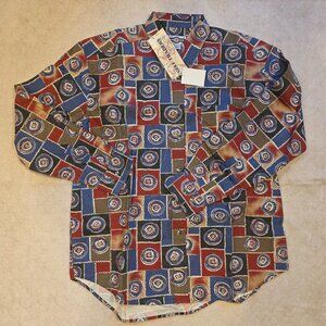 Gulf Traders Men's Large Long Sleeve Button Up Shirt Blue/Red